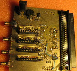 Top view of the 100 MHz quad analog-to-digital converter PCB.